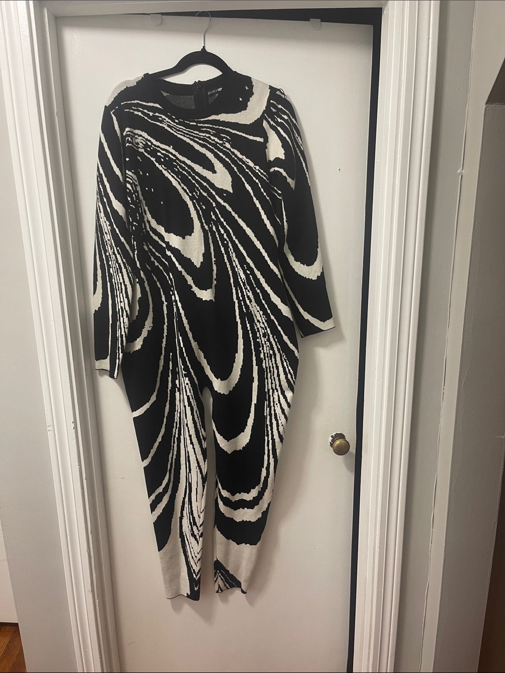 Fashion Nova Black and White Swirl Jumpsuit